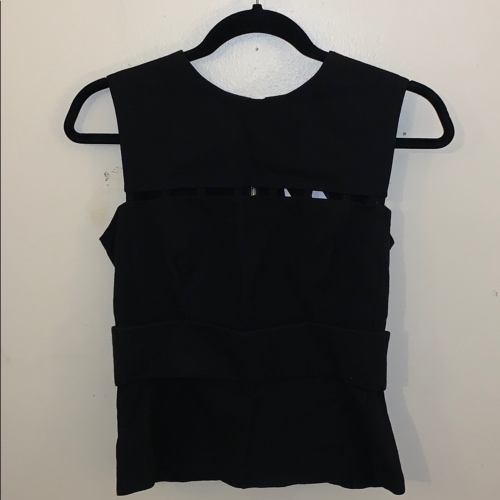 Sleeveless top with horizontal stripe cut outs